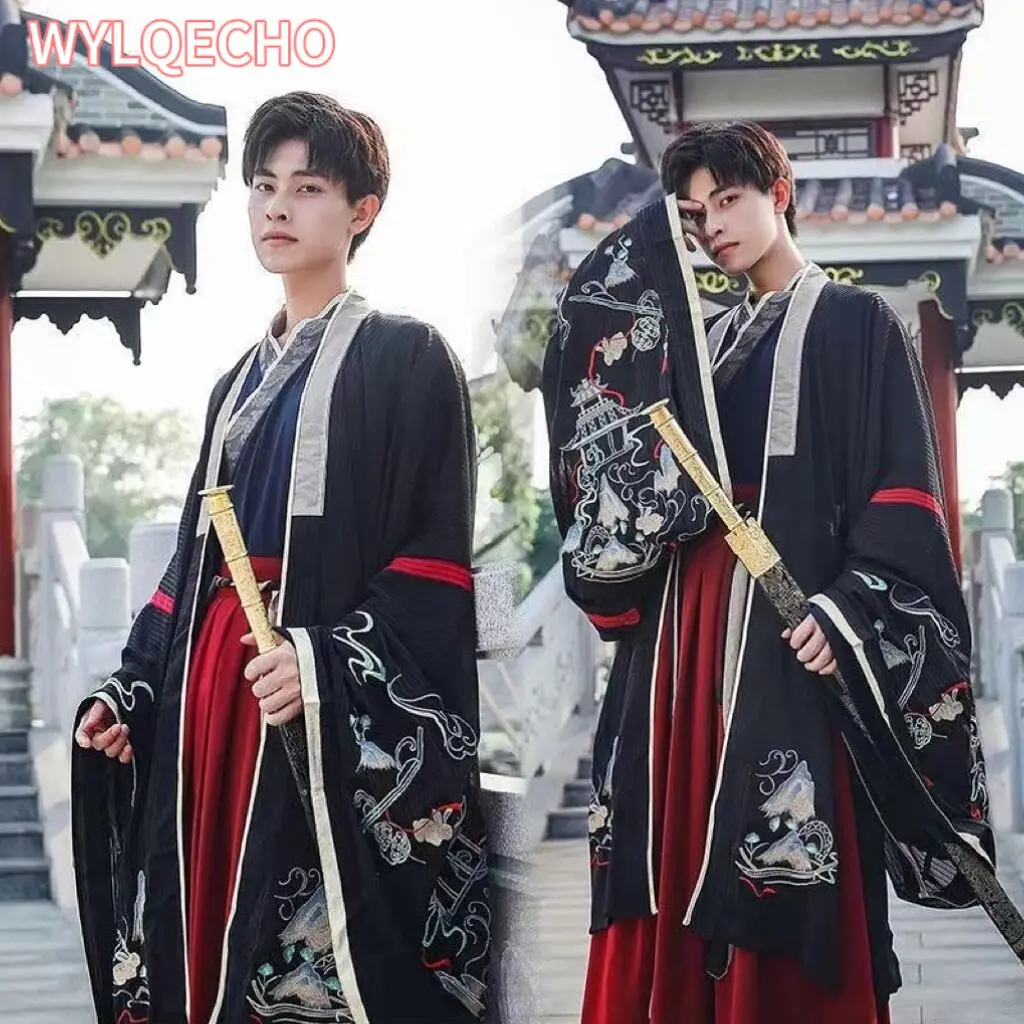 

Chinese silk robe ancient knight hanfu men women aldult Kimono Swordsman hanfu Traditional Vintage Ethnic cosplay Dance Costume