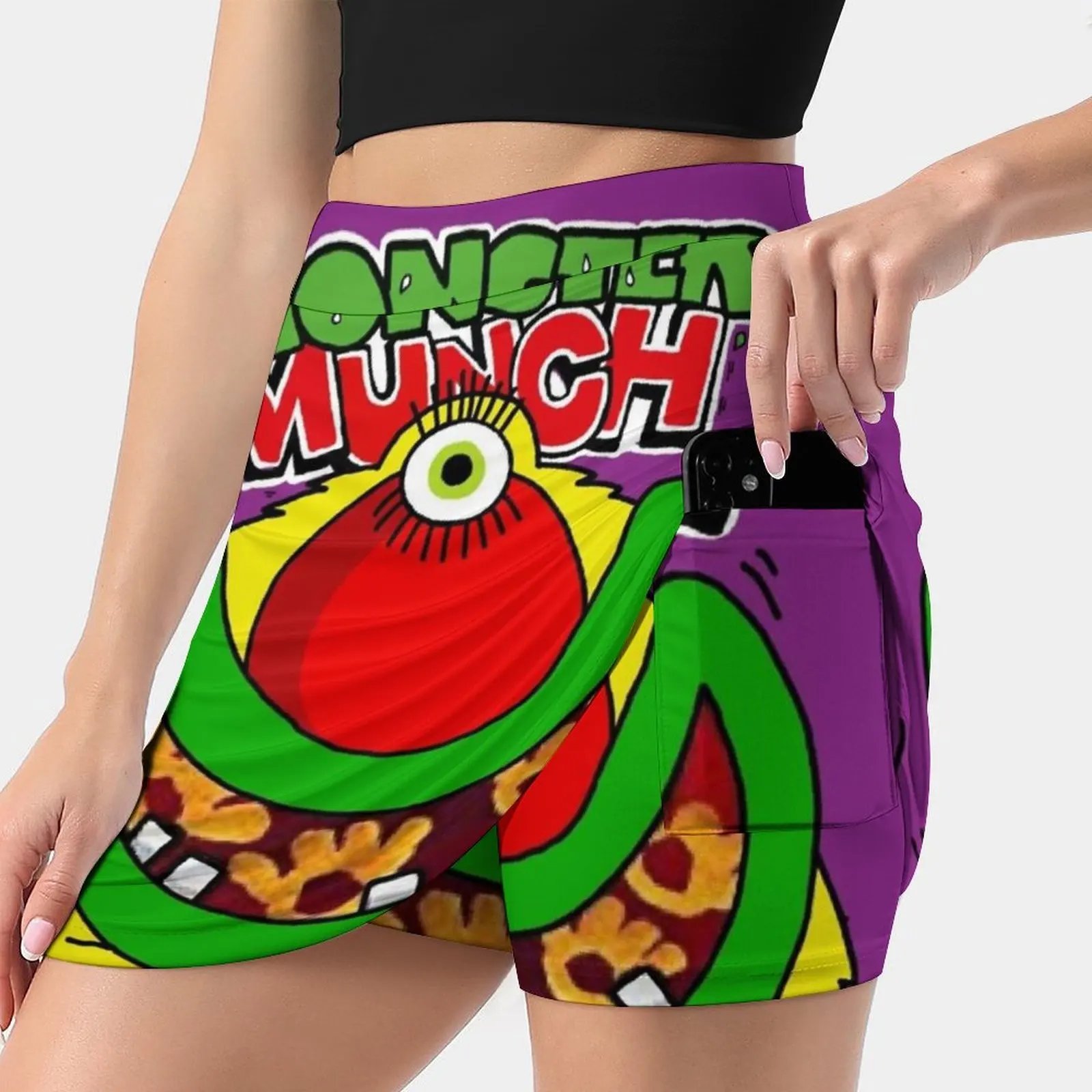 Monster Munch Eingelegte Zwiebeln frauen rock Mini Röcke A-linie Rock Mit Verstecken Taschen Crisps Monster Munch Retro 80S Kinder