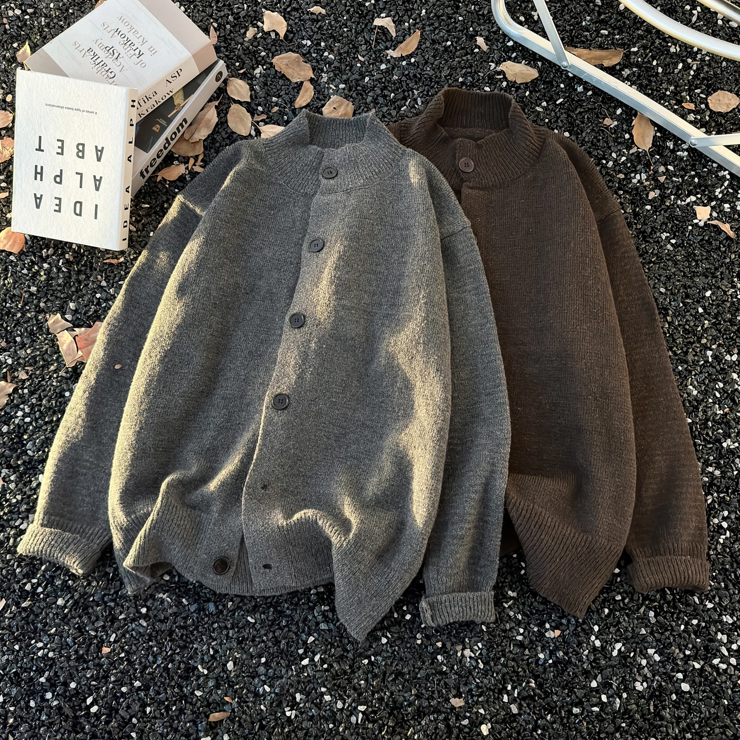 

Мужской вязаный кардиган Deep ey f с высоким воротником, цветной, в стиле ретро, премиум-класса, Cleanfit, с воротником-стойкой, парный свитер