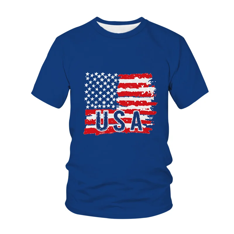 New Summer 3D America Flag Emblem Printed T Shirt American Spiritual Totem Graphic T-shirts For Men Kid Vintage Fashion Clothing