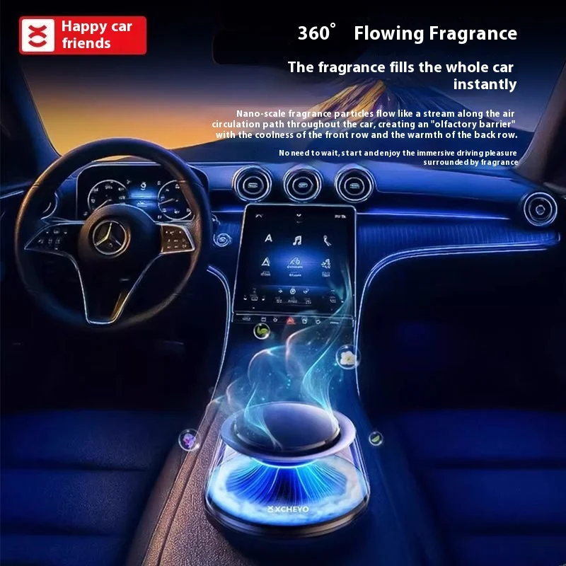 

With five-color lights,the car incense，snow mountain atomization aromatherapy is automatically turned on (three flavors ）