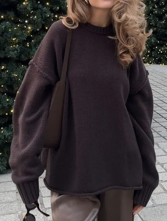 

Fashion leisure vacation multifunctional wool long sleeved sweater for autumn and winter 2025 new women's clothing