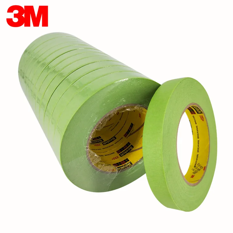 3M 233+ Green Performance Masking Tape High Temperature Turning Paper Automobile Painting 18mmx55M/roll , Dropshipping