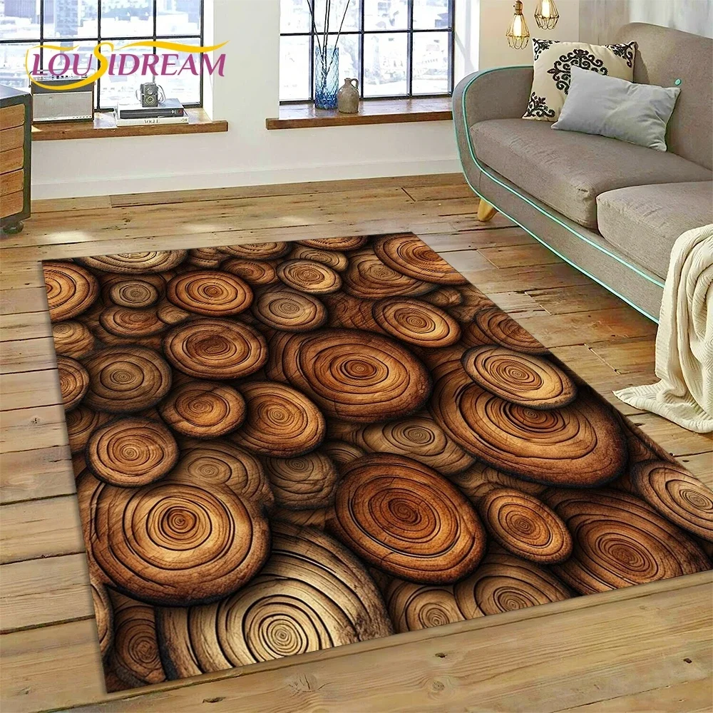 Color 3D Wood Grain Lines Carpet Rug for Bedroom Living Room Home Sofa Decoration,Children Game Large Decor Floor Mat Non-slip