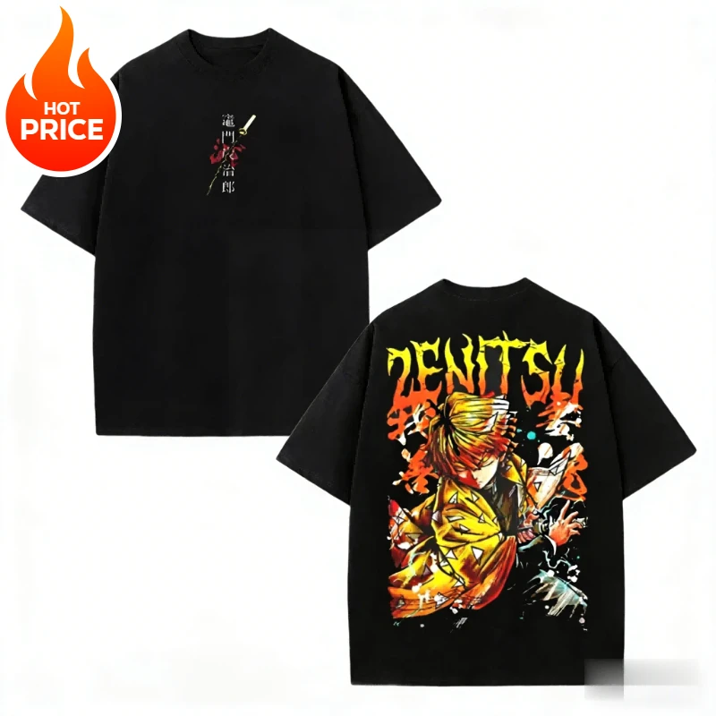 Agatsuma Zenitsu Demon Slayer Harajuku hommes été T-Shirt en vrac femmes surdimensionné Streetwear unisexe décontracté à manches courtes T-Shirt haut