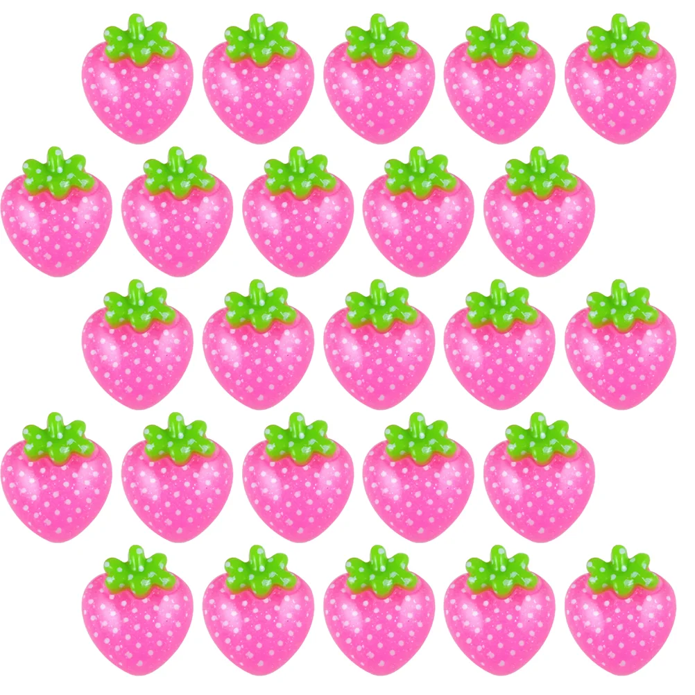 

25PCS DIY Resin Strawberry Accessories Simulated DIY Fruit Patches DIY 3D Transparent Fruit Craft Accessories Multi-purpose DIY