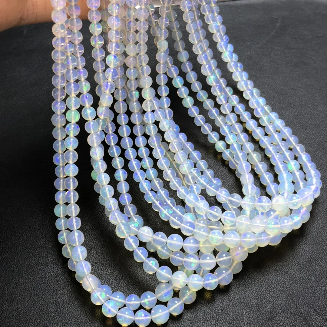 

1 шт. Fengbaowu натуральный белый опал ожерелье 3-6 мм круглые бусины из стерлингового серебра 925 пробы модные ювелирные изделия подарок для женщин