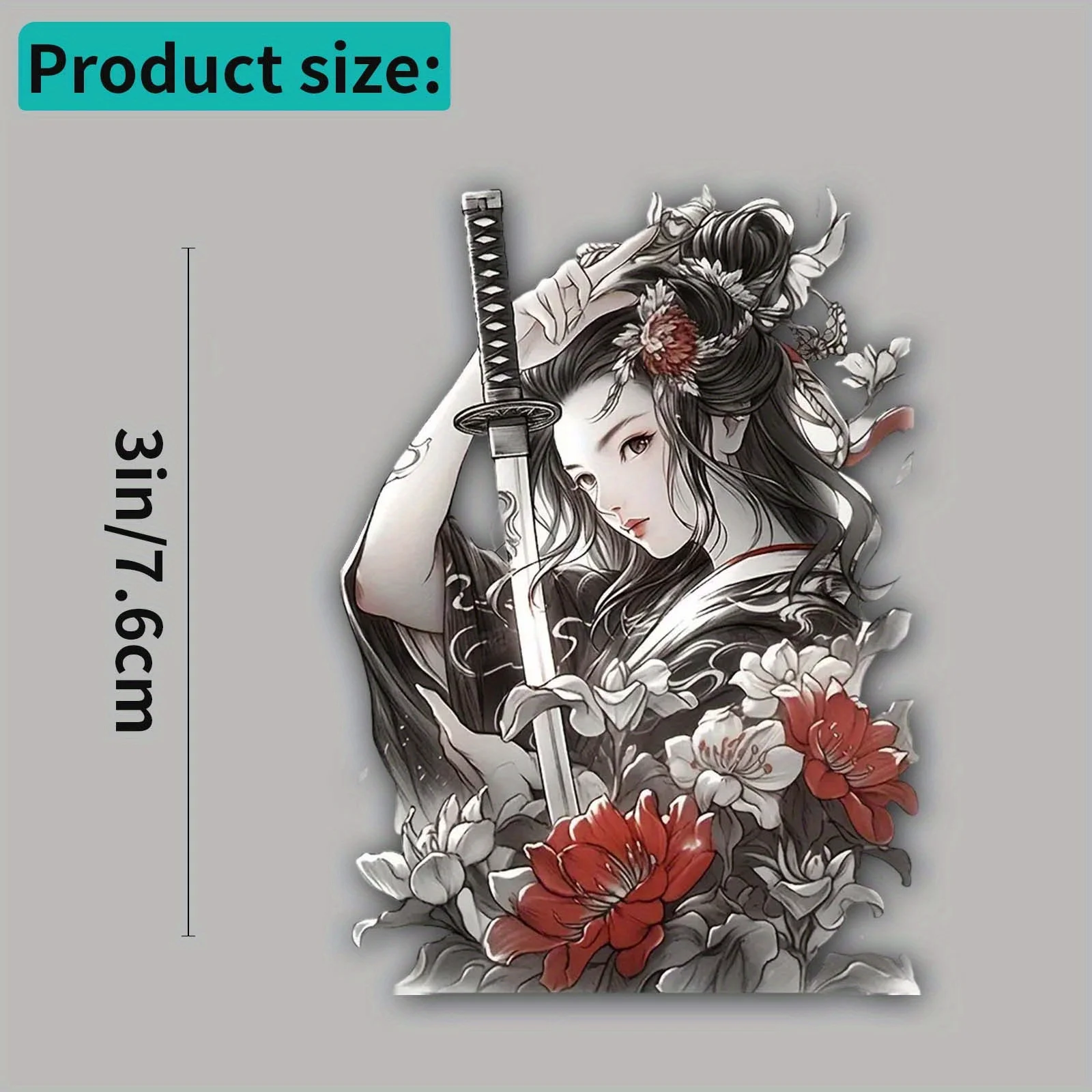Inspirational Drive with Vision Car Sticker Japanese Style Katana Flower Decal Motivational Quote High Quality Print