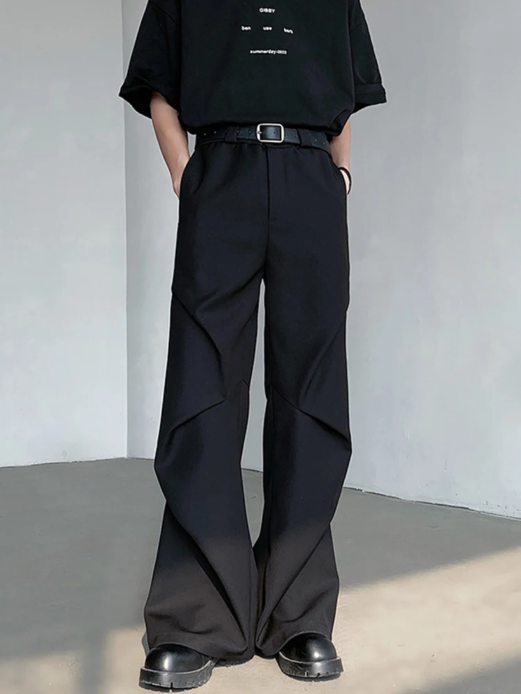 

Cleanfit American Retro Men's Casual Wide Leg Pants Pleated Design Sensation Loose Fit Long Trousers Youthful Spring Autumn