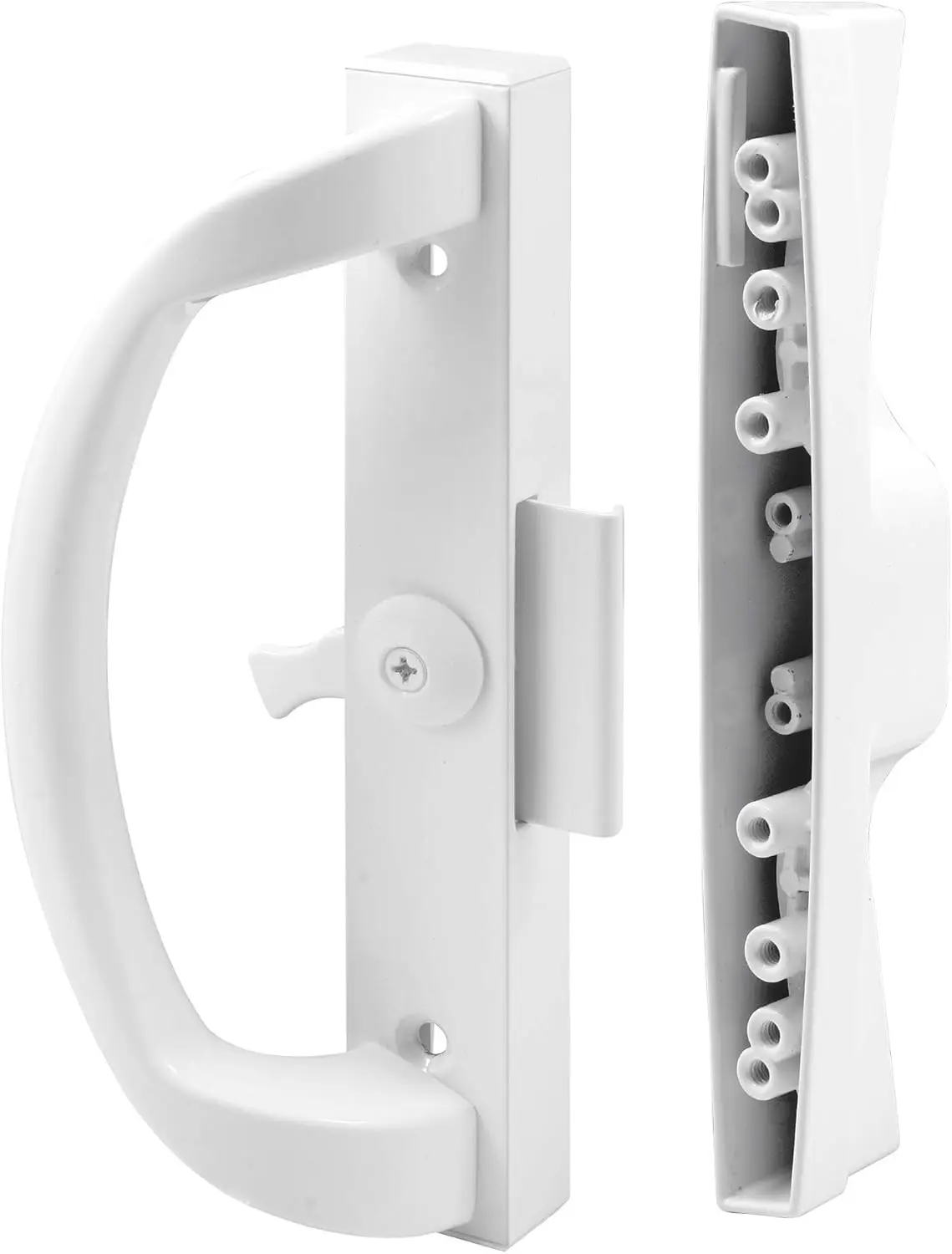 

White Patio Door Handle Set with Clamp Upgrade, 1/4 Inch Profile & 1/2 Inch Projection, Single Pack