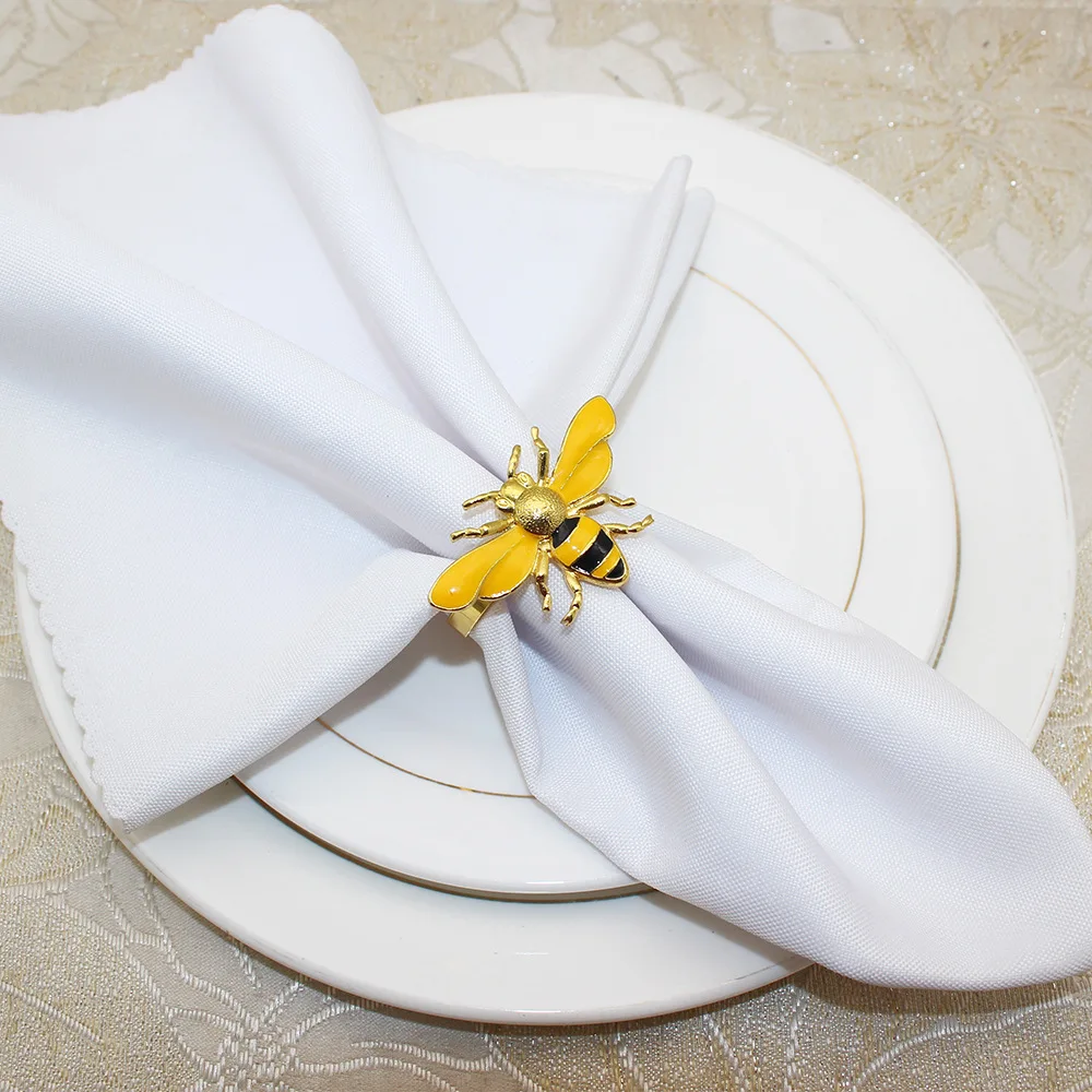 

4Pcs Yellow Bumblebee Napkin Holder Cute Napkin Rings for Weddings Birthdays Summer Spring Baby Shower Picnic Table