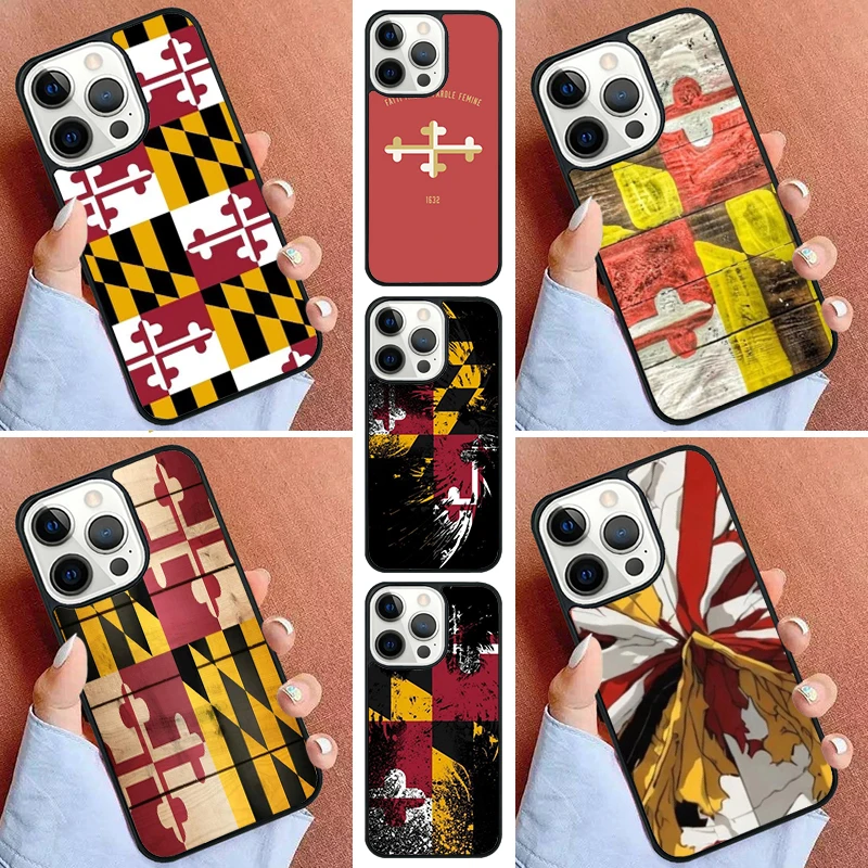 Чехол для телефона с флагом штата Мэриленда для iPhone 17 Air 16 15 16e 14 Pro Max 11 13 12 Max Plus Cover Capa