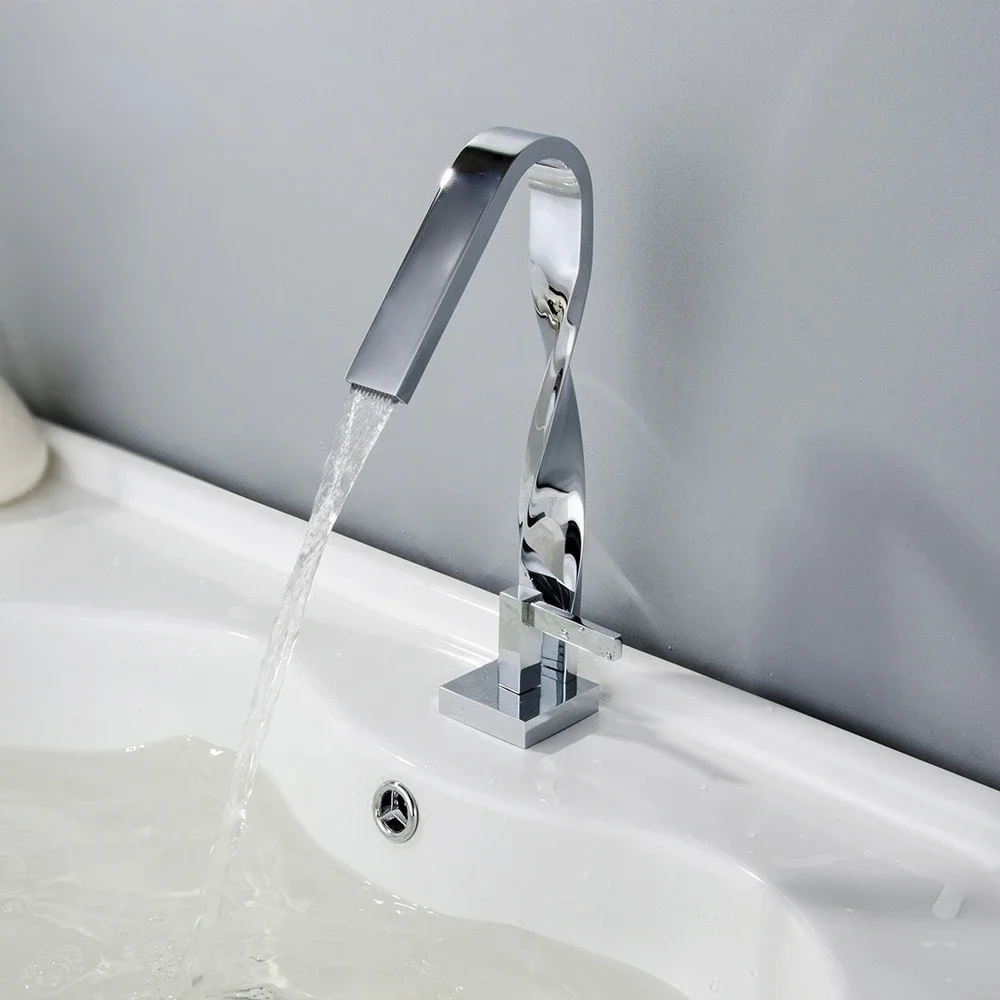Creative Shaped Twisted Bathroom Faucets New Brushed Single Hole Basin Faucet Cold and Hot torneiras do banheiro