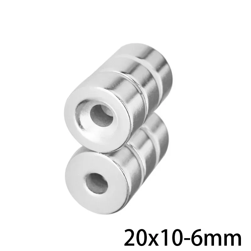 20x10-6 Strong Cylinder Rare Earth Countersunk Magnet 20*10 mm Hole 6mm Round Neodymium Magnetic Magnets N35 20*10-6