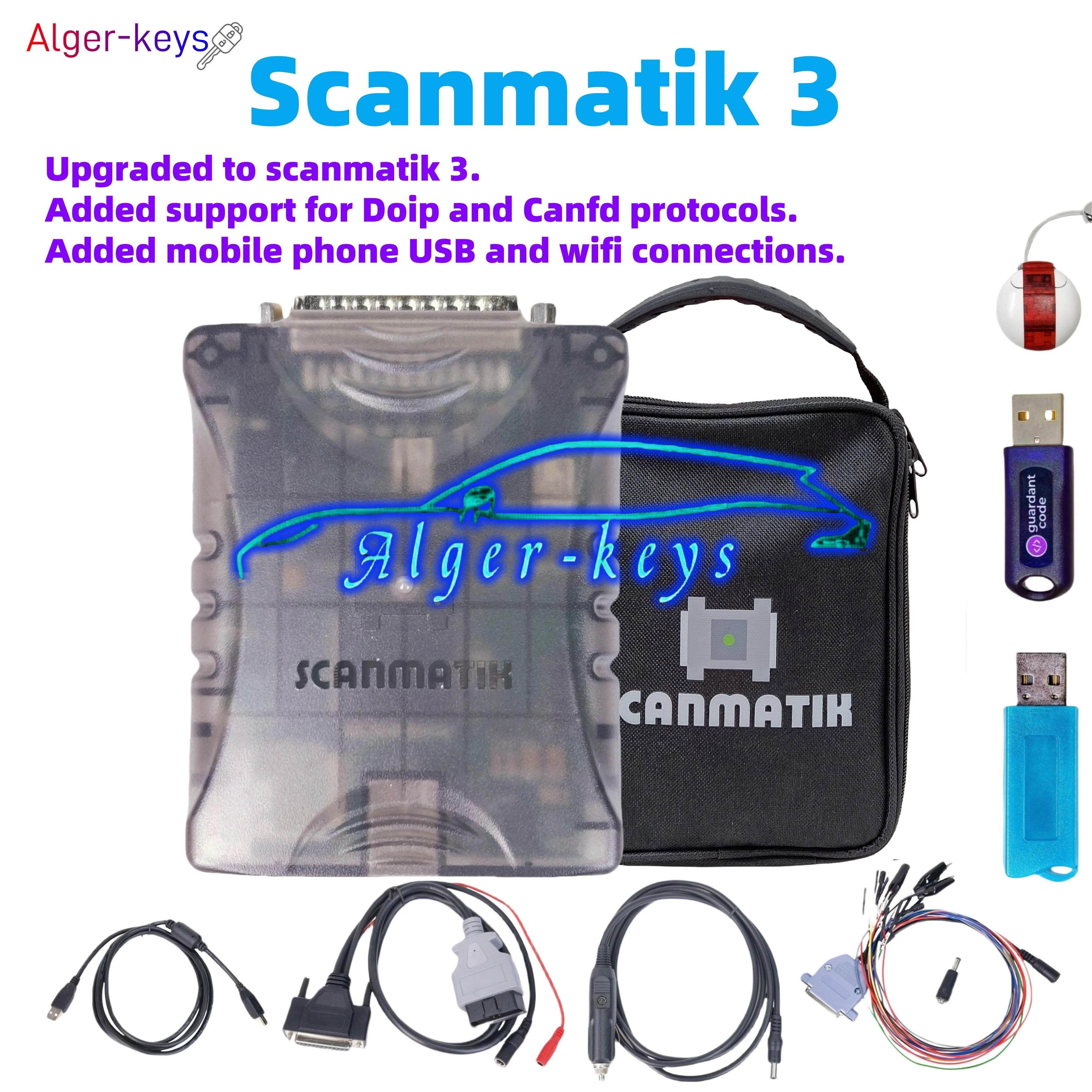 Alger-keys Scanmatik 3 New Upgrade Genuine Original j2534 Diagnostic chip-tuning MMC FLASH PCMFLASH BITBOX software