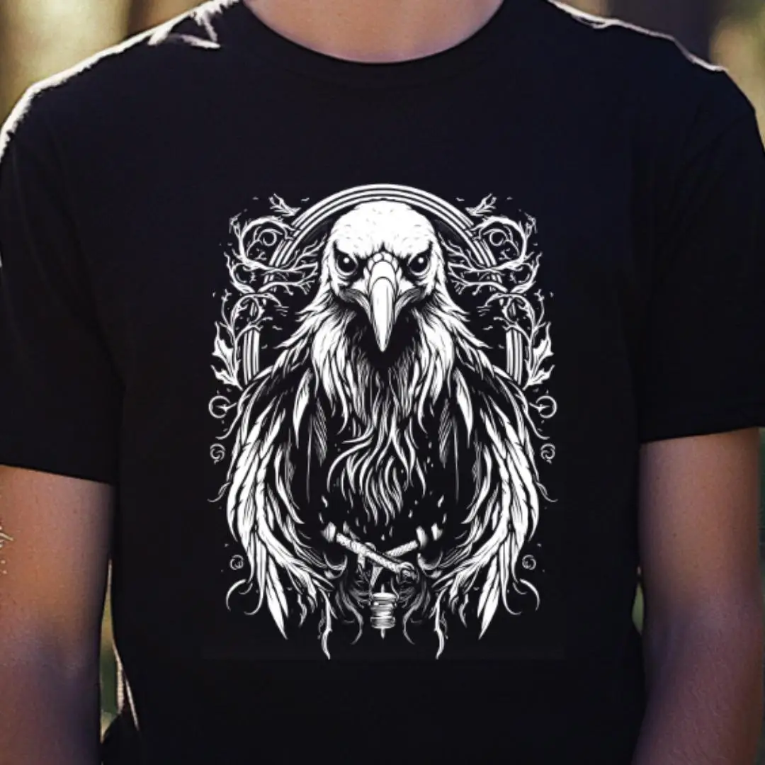 

Футболка унисекс The Raven, удобная и мягкая модная дышащая уличная футболка в стиле хип-хоп «Темная смерть», мужская одежда на Хэллоуин