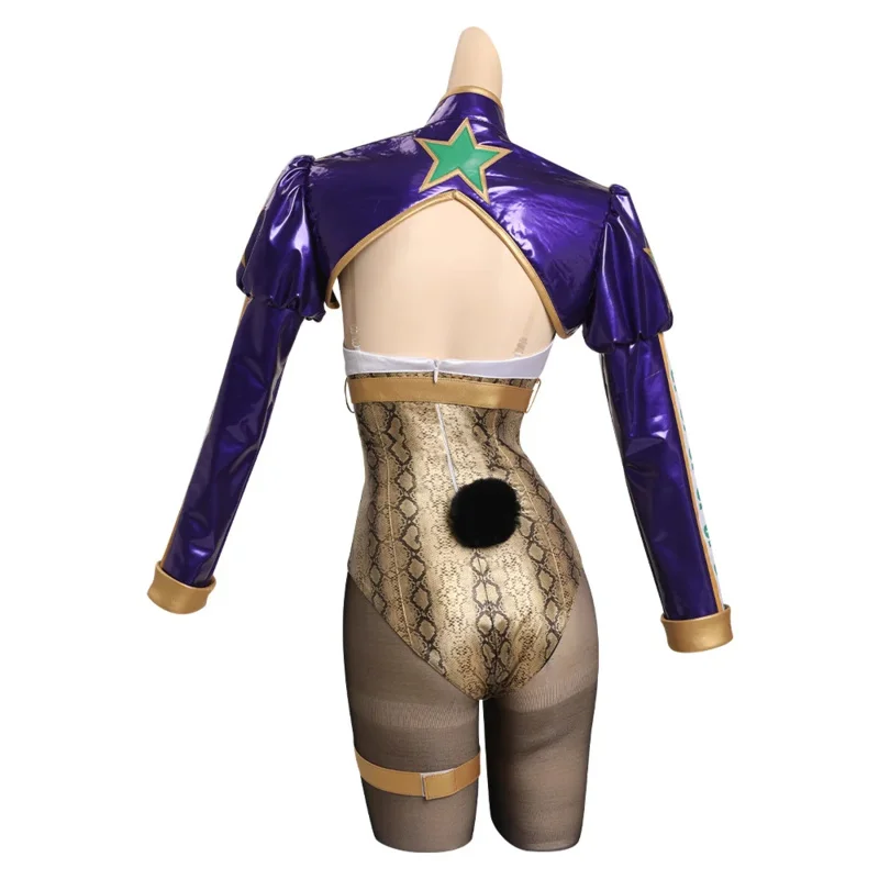 JoJo's Ives Arre Adventure Kujo Jotaro Cosplay Costume pour femme, manteau de combinaison lapin pour filles, bande de sauna, perruque, tenues de carnaval d'Halloween, RZ6