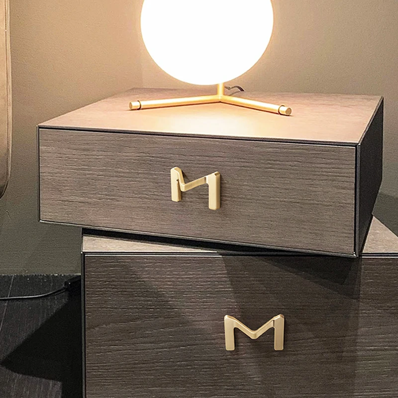 Brass Light Gold Drawer Handle Wardrobe Door Handle Cabinet Handle Letter ML Handle