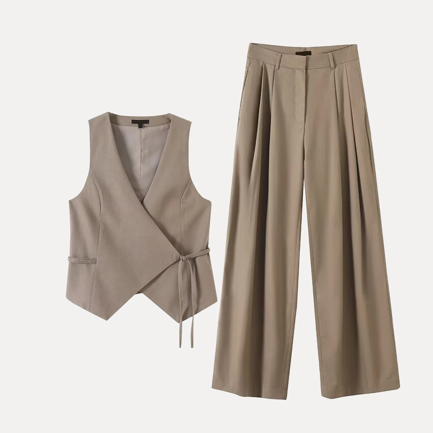 

Лето 2023, новый женский костюм, комплект из жилета и брюк, длинные брюки ort Sve V-Ne, комплект из двух предметов из полиэфирного волокна 882