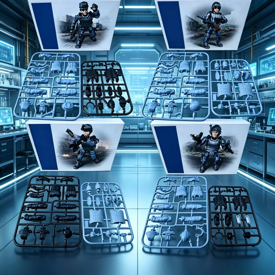 16/4pcs DIY Special Agent Squad Building Model Kit, Detailed Character Design, Desktop Display, Collectible Gift