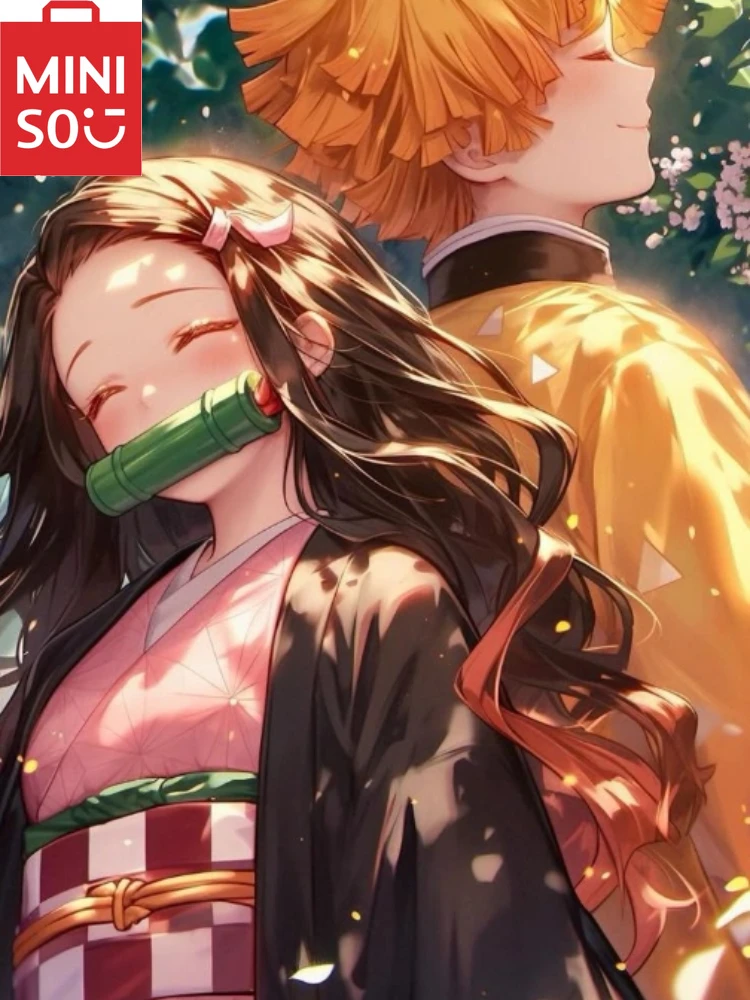 

MINISO DIY картина маслом по номерам аниме Demon Slayer Zenitsu Nezuko Kamado украшение дома настенная кровать декор комнаты подарочные рамки