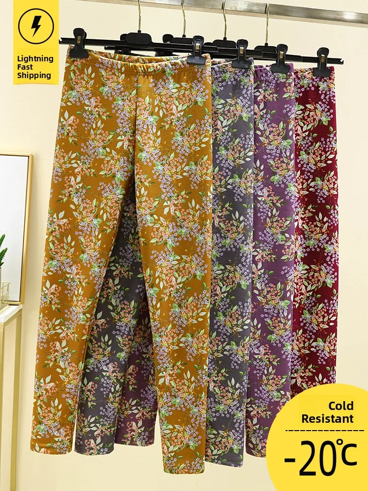 Thiened الألمانية المخملية الخريف السراويل النسائية الشتاء حجم كبير ملابس داخلية ضيقة عالية الخصر السراويل الطويلة Fce اصطف التدفئة Pr... #1