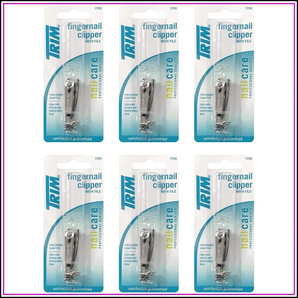 

6-Pack Fingernail Clipper with File, Precision Steel, Clean Cut