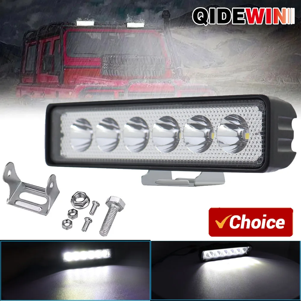 

6Leds Car Work Light Bar 12V 18W High Bright Motorcycle Spotlight Waterproof Car Headlights for Offroad Truck Trailer Offroad