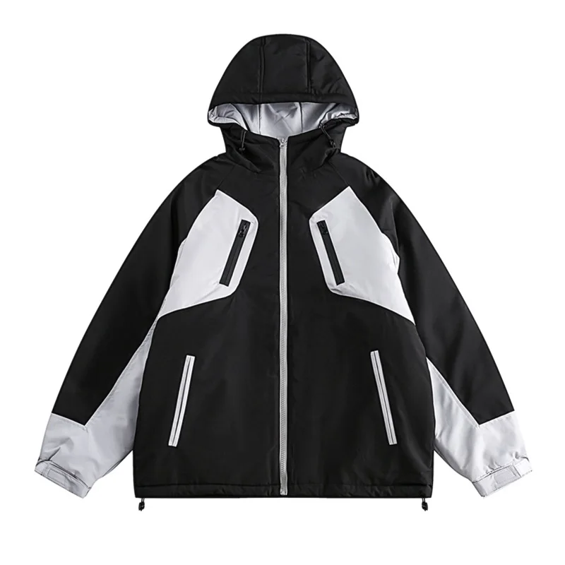

Vintage Overszied Hip Hop Techwear Jackets Color Block Patchwork Outwear Coats For Male Windbreak
