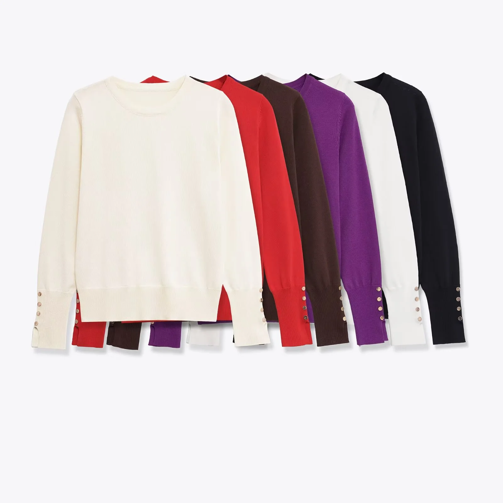 

2025 Winter New Women's Casual Fashion Simple Elegant Basic Slim Fit Comfortable Round Neck Long Sleeve Knit Sweater