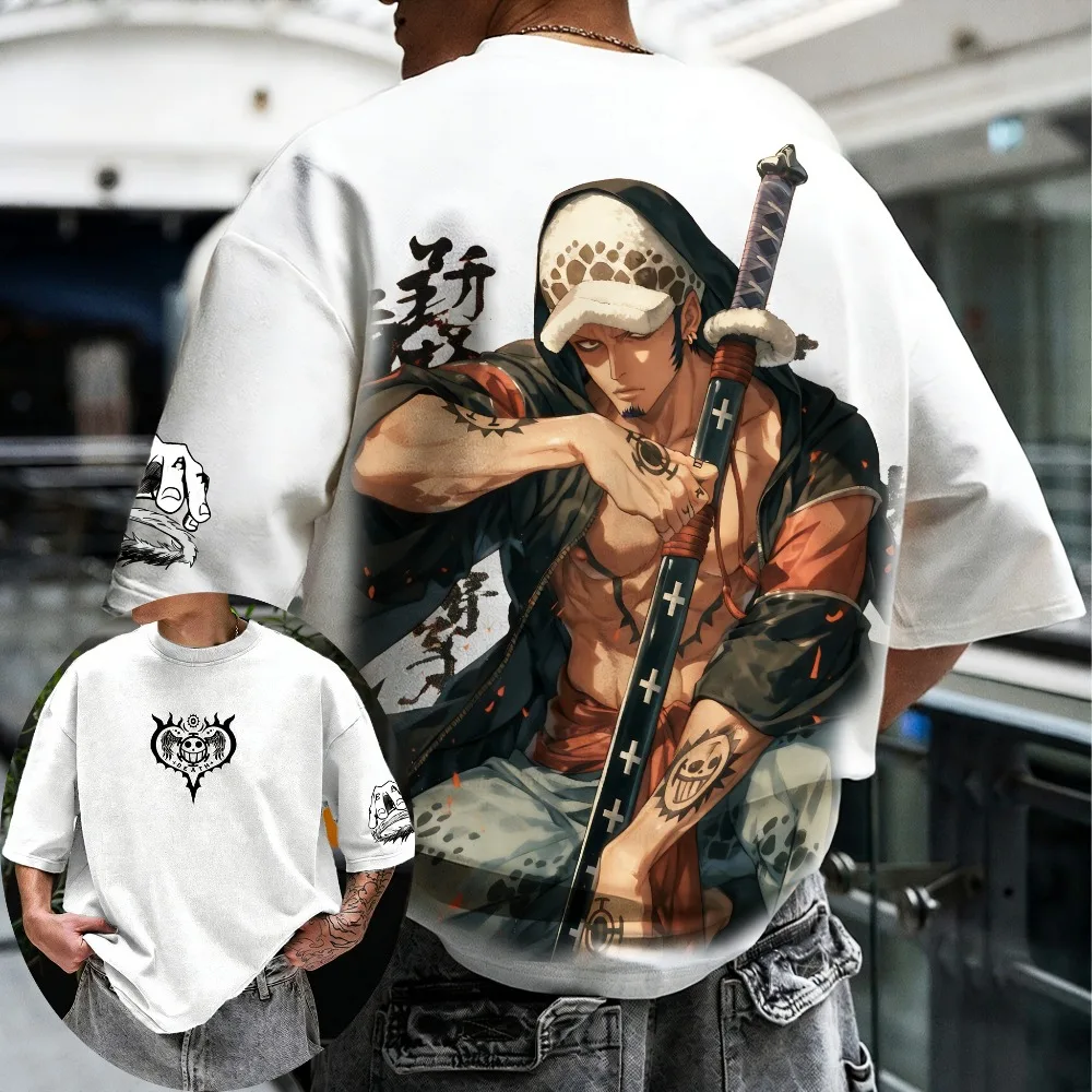 T-shirt unisexe en coton ONE PIECE Trafalgar D. Water Law 2026, imprimé anime Harajuku, coupe ample, pour parents et enfants, manches courtes, été