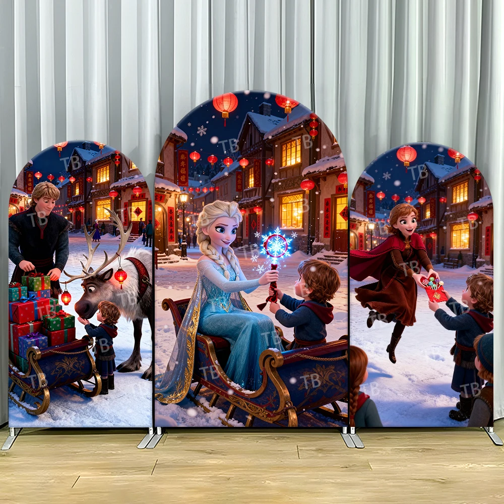 

TB Christmas Frozen Arch Backdrop Cover Elsa&Anna for Girls Birthday Party Decor Photograph Background Wall Baby Shower Supplies