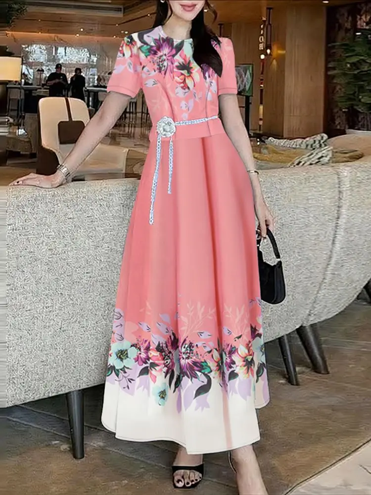 ZANZEA الأزهار المطبوعة تنورة مجموعات المرأة قصيرة الأكمام بلوزة قصيرة و ألف خط التنانير الطويلة 2 قطعة الدعاوى أزياء المرأة وتتسابق #5