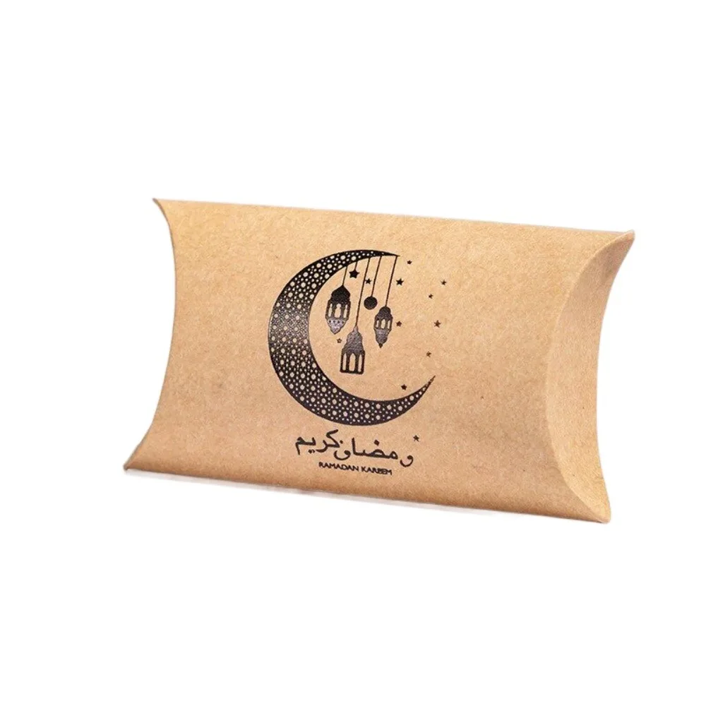 

10Pcs Crescent Design Ramadan Gifts Packaging Eid Mubarak Moon Star Pattern Eid Candy Gift Boxes Multi-functional Foldable