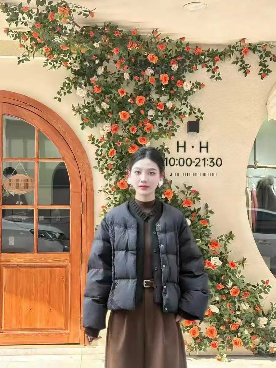 

Вязаное хлопковое пальто-жакет для женщин, зимнее, с круглым вырезом, модная верхняя одежда для повседневной носки