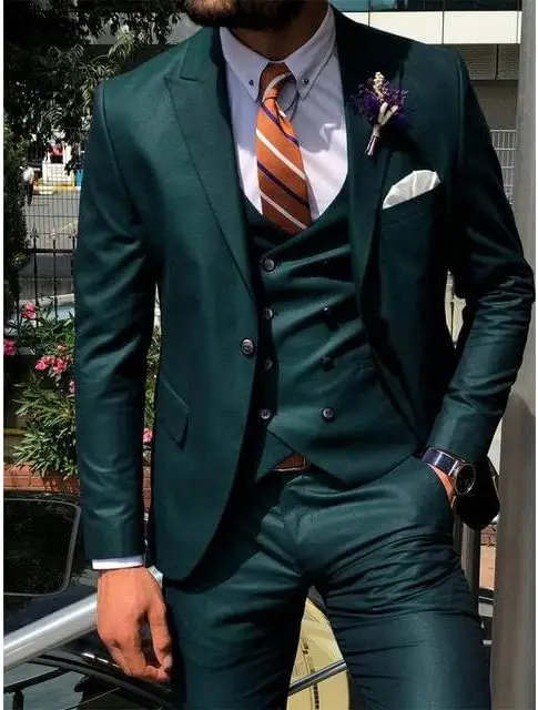 Blu scuro 3 pezzi Slim Men Fashion Suit Cutsom Sposo Smoking da sposa Prom Matrimonio Abito da uomo su misura Costume Homme Mariage