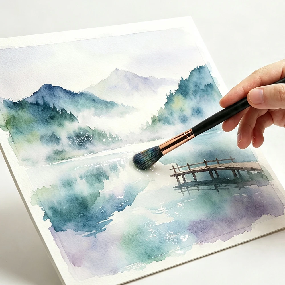 Artsecret 3PCS Professional MOP Watercolor Paint Brushes Soft Goat Hair Mix Art Brushes Wood Handle Great for Artists