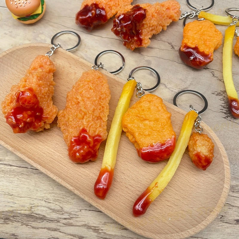 Fried Chicken Gourmet Party Small Gifts Personalized And Realistic Wings Keychains Simulated Food Chicken Leg Bags Pendants