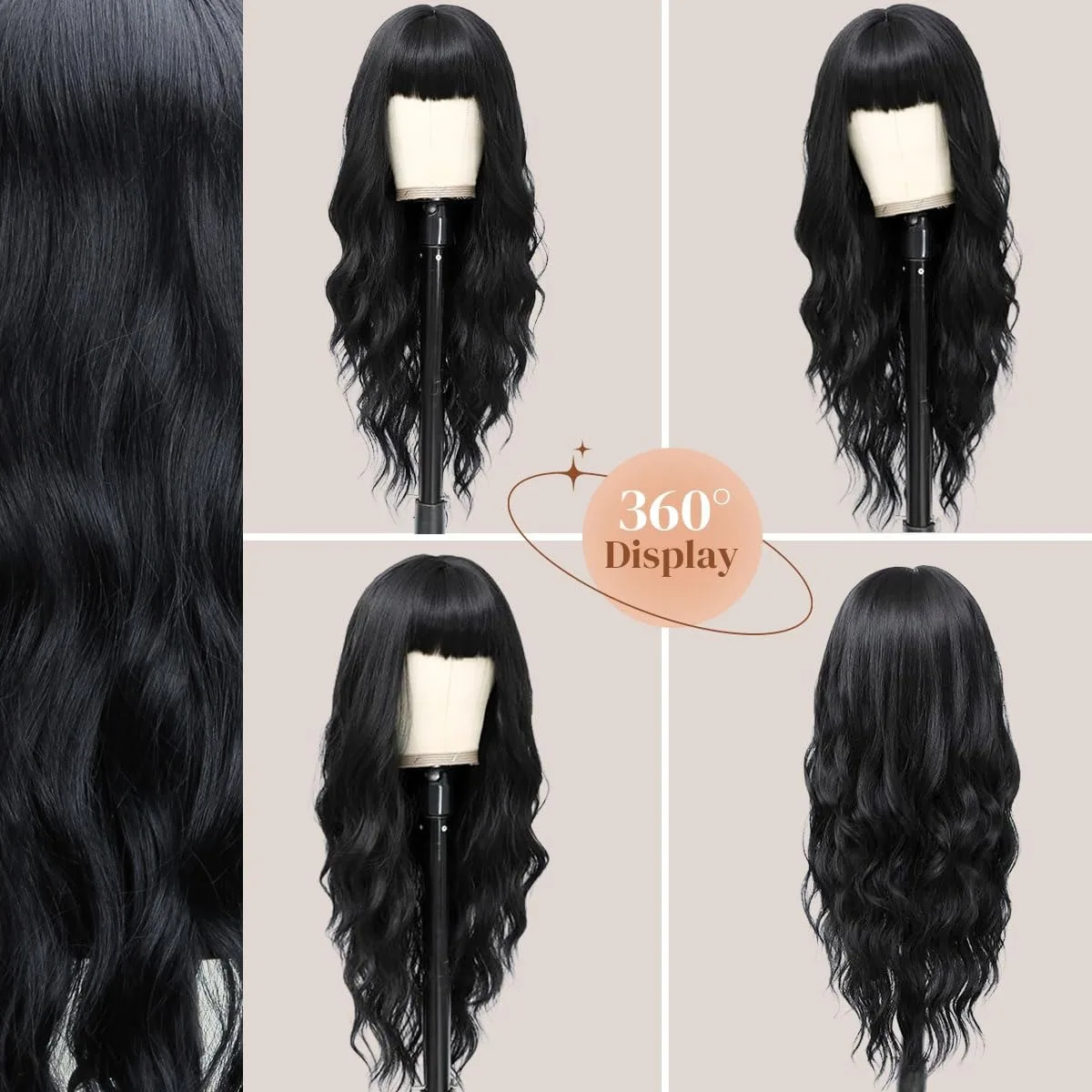 Long curly hair synthetic wig Halloween wig Cosplay wig Character play wig Daily party wig headband