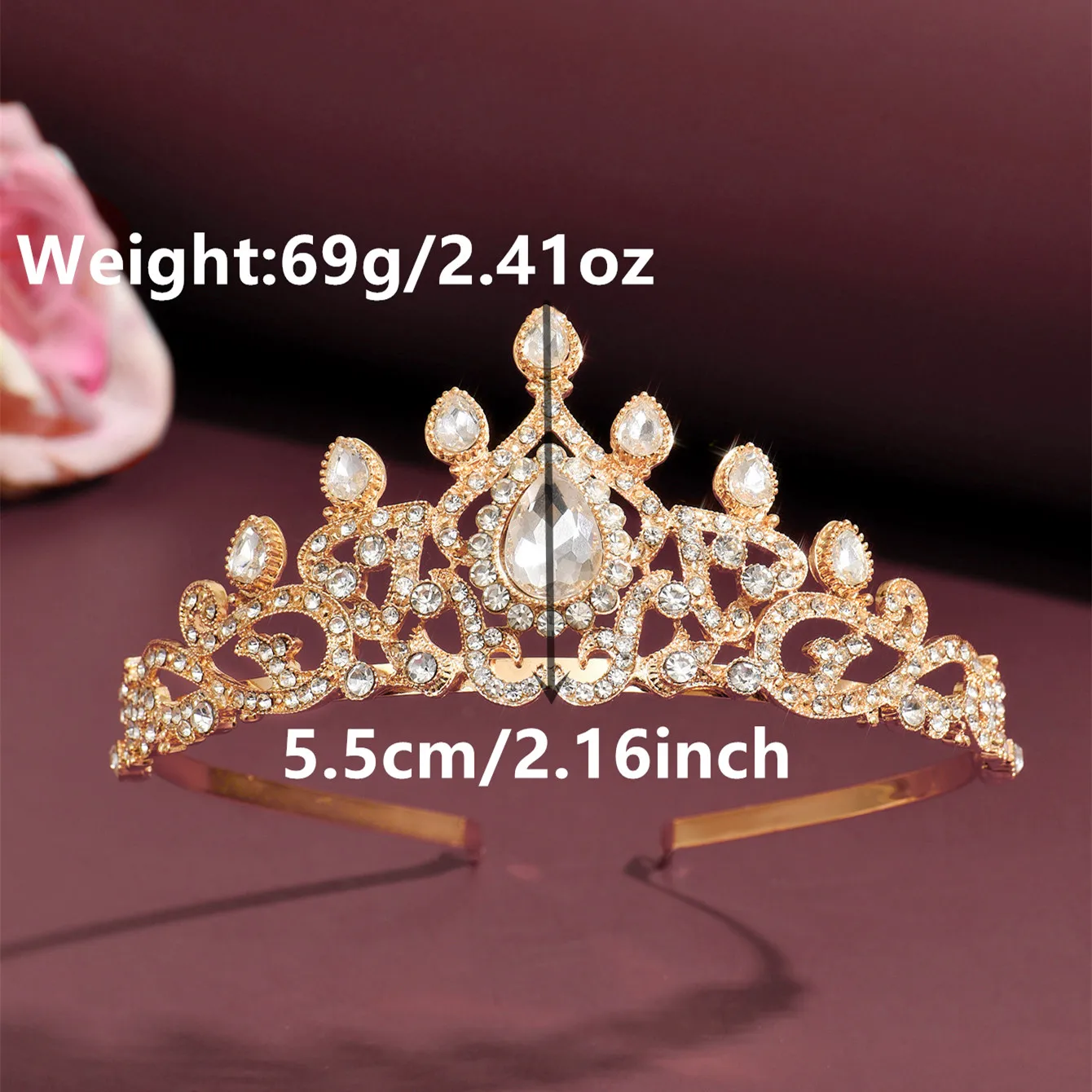 Baroque Gold-Plated Rhinestone Tiara Crown-Multi-Color Gem Pageant Headpiece for Women Wedding Bridal Prom Party Hair Accessory