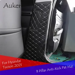 Car B Pillar Mat for Hyundai Tucson 2021-2025 NX4 Anti-Kick Pat Cover Stickers Interior Decoration Carbon Fiber Texture Styling