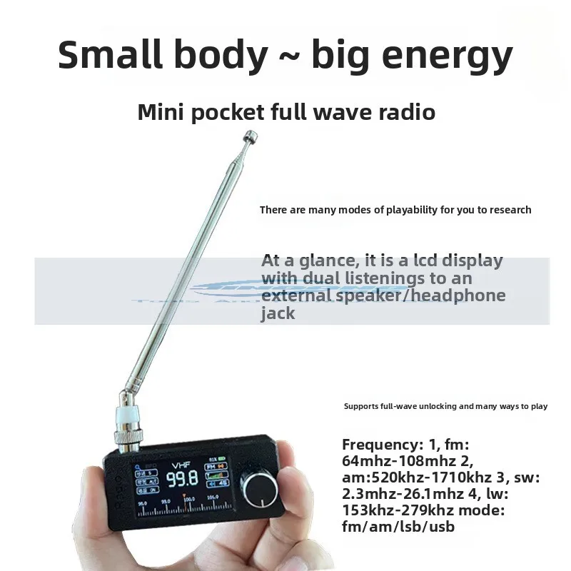 

Mini Radio Full Band FM All-round Portable Signal Antenna Radio Pocket LCD Emergency Small Radio