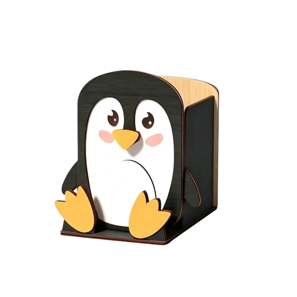 Hand Carved Animal Glasses Holder Wooden Material 3D Design Pen Holder Rack Cartoon Shape Multi-Functional Phone Display Stand