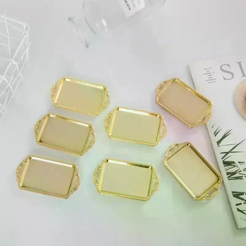 Vintage Rectangular Cake Plate Plastic Cupcake Dessert Displays Tray Pastries Cookies Cake Board Bottom Base Baking Mat 5Pcs