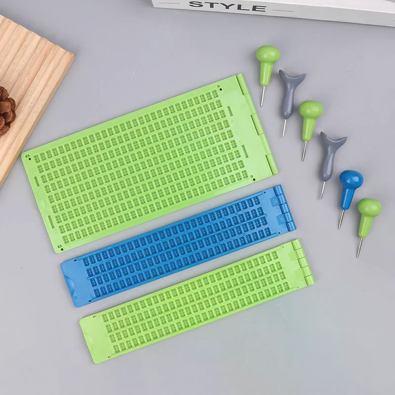 

1set Braille Writing Stylus Paper Kit Practical And Portable Learning Supplies Blind Education Supplies For School Beginners