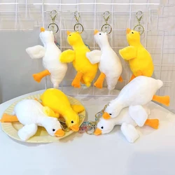 Simulated Animal White Goose Yellow Wild Swan Pendant Bag Decoration Key Ring Chain Plush Toy Stuffed Doll Boy Girl Friend Gift