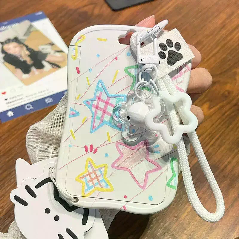 

Student School Card Protective Cover With Star Pendant Keychain Photo Card Display Backpack Small Pendant ID Card Holder