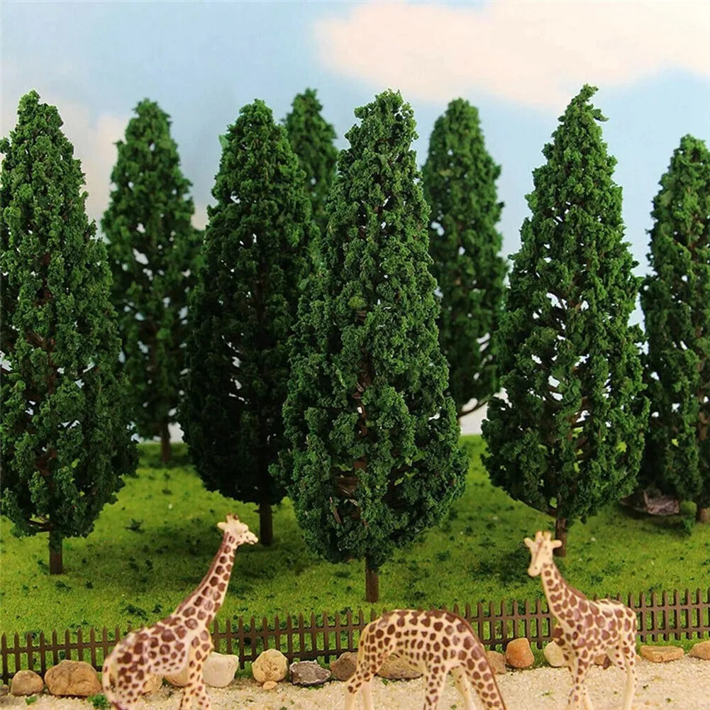 10 Uds. De árboles de pino 1:25, modelo de tren, edificio de ferrocarril, modelo verde de árbol para escala O G 1/25, diseño de ferrocarril, Diorama, paisaje jazmín