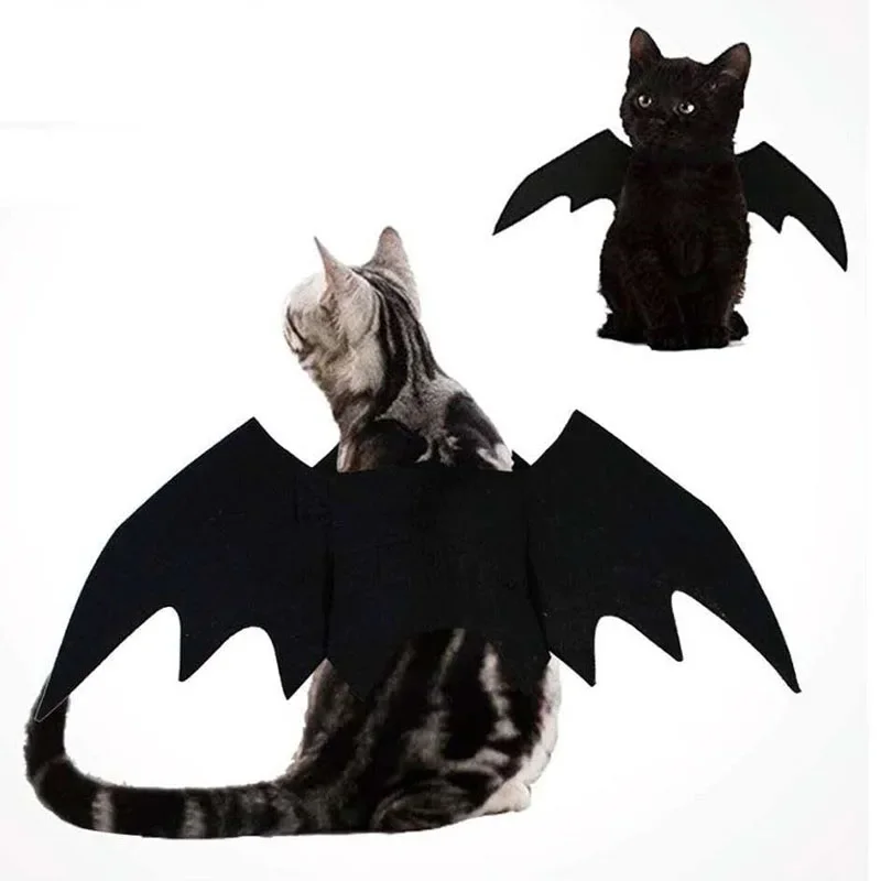 Pet Halloween Bat Wings Dog Cat Costume Party Dress Funny Cool Puppy Kitty Apparel Cosplay Prop with Traction Rope Fixing Hole