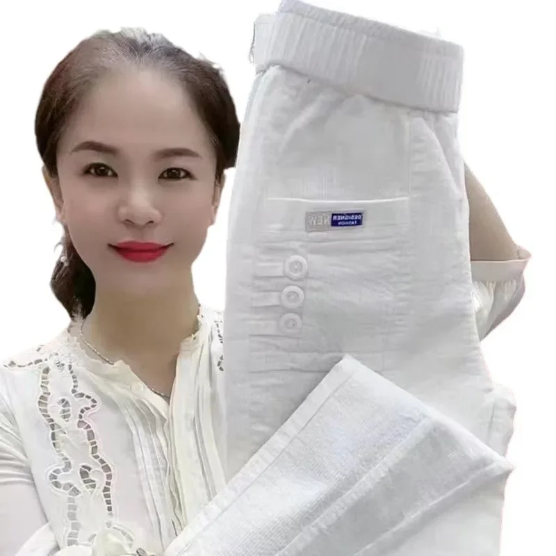 ربيع 2023 سروال قصير سميك حريمي المرأة عالية الخصر التخسيس مكبل عادية مستقيم السراويل الطويلة تنوعا